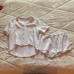 2 piece- button up shirt and shorts